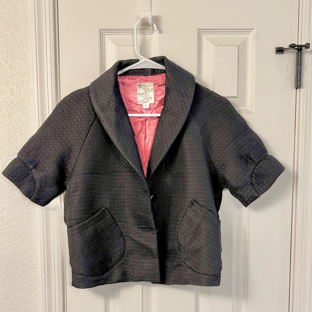 Tulle Black Short Sleeve Blazer